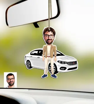 

Personalized Mr FIAT Egea Caricature Of Wood Car Rearview Mirror ornament