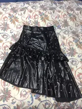 Midi Skirt Elegant Ruffles Office Black Vintage High-Waist Ladies Female Casual Work-Wear