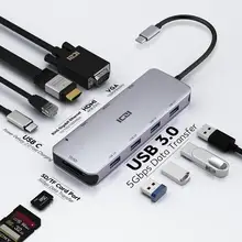 ICZI 10 в 1 USB C концентратор типа C до 4K HDMI VGA USB 3,0 кардридер Ethernet RJ45 преобразователь питания для MacBook samsung S10 S9 Huawei P30 P20 Mate 10 20