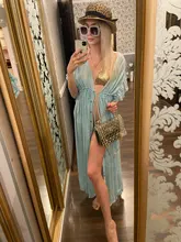 Sexy Bikini-ups blanco túnica Casual verano playa vestido elegante de las mujeres de talla grande ropa de playa traje de baño cubrir Q1208