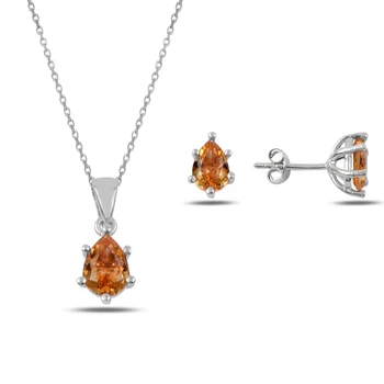 

Silver 925 Sterling Drop Zultanite Cubic Zirconia Solitaire Set