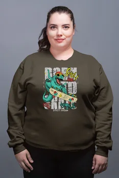

Angemiel Wear Vicinity Skateboarder Dinosaur Green Women Sweatshirts