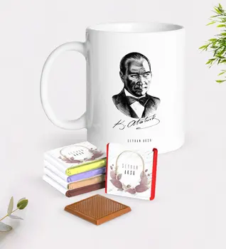 

Personalized Ataturk Themed White Mug and Chocolate Gift Seti-14