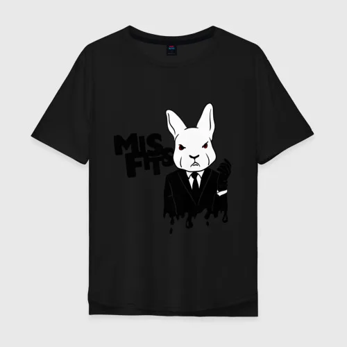 Мужская футболка хлопок Oversize Кролик misfits | одежда