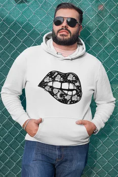 

Angemiel Wear Moon Pattern Lip White Men 'S Hooded Sweatshirt