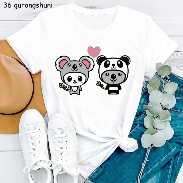 Moda Roupas Senhoras Panda Adorável Tendência Dos Desenhos Animados Roupas  De Manga Curta Gráfico T Camisa De Verão Camiseta Feminina Topo Feminino -  Camisetas - AliExpress