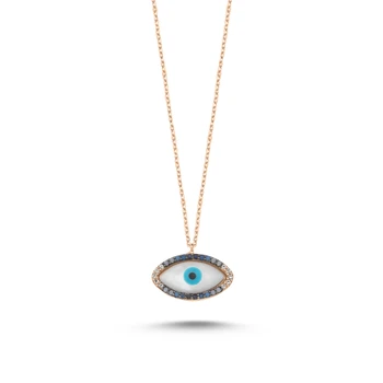 

KUTAYDAN Blue Grayscale Nano Stone Eye Necklace 925 Sterling Silver