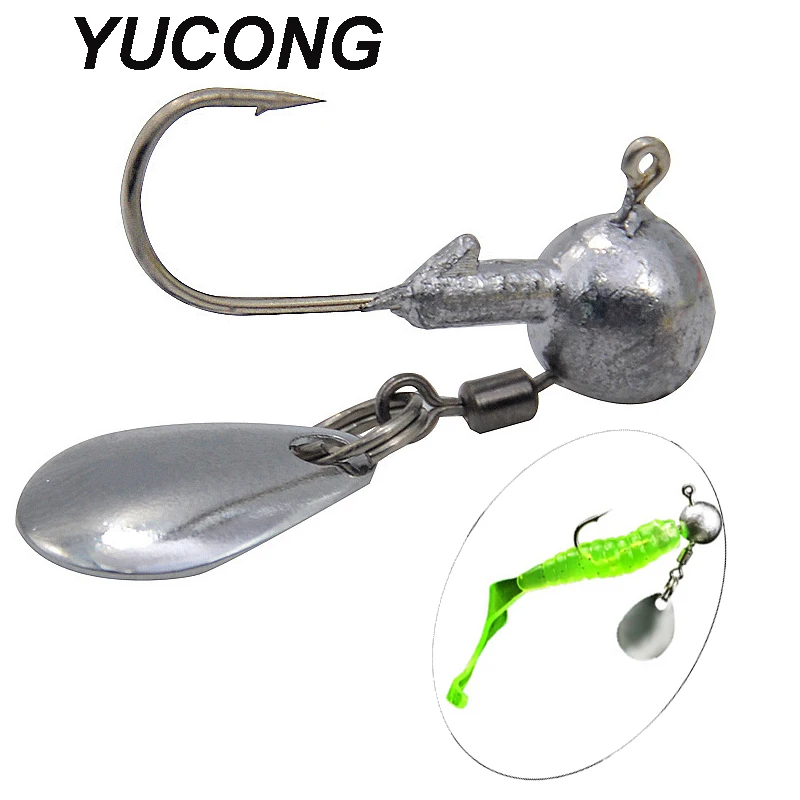 

YUCONG 50PCS/Lot Fishing Jig Head Hooks Spoon 2g-4g High Carbon Steel Fishhooks Spinner Jighead Weight with Rotation Ring Sequin
