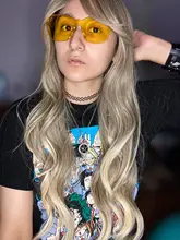 EASIHAIR-Peluca de cabello ombré ondulado para mujer afroamericana, cabellera artificial larga con flequillo, color gris, resistente al calor