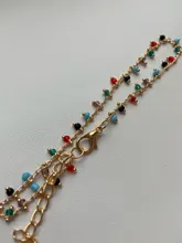 Tobillera con cuentas de cristal coloridas para mujer, pulsera tobillera Bohemia con cadena de Color dorado, pulsera para pierna, joyería para pies de playa