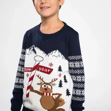 DeFacto/модный вязаный свитер с круглым вырезом и рождественским узором для мальчиков; Повседневный свободный свитер; сезон осень; Новинка для мальчиков; J4734A618WN