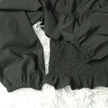 Short Blouses Womens Tops Long-Sleeve Vintage Square-Collar Casual Simple New Bow Solid