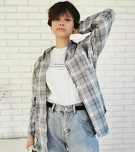 KarSaNy Boyfriend Oversized Shirt Plaid For Women Blouses And Tops Spring Loose Plaid