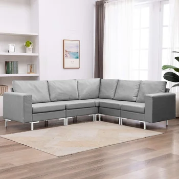 

5 PCs light gray sofa fabric sofa sets