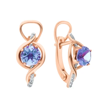 

Silver earrings with alexite and cubic zirconia sunlight sample 925