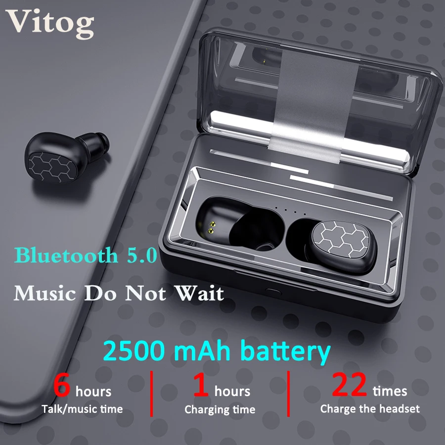 

VITOG X1 New Mini Bluetooth 5.0 Earphone Multi-Function One-Button Design Wireless Heaphone Sports Earbuds With Charging Box