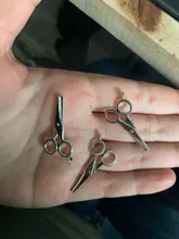 10 Uds. De colgantes de adorno con forma de tijeras hechas a mano, 2 colores, 16X33mm, decoración Vintage para joyería DIY