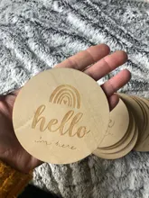 Vamos a hacer 14 unids/set 1-12 meses de bebé hecha a mano hito tarjetas Vintage fotografía apoyos de fotografía de arco iris de madera de edad tarjetas de foto recién nacido