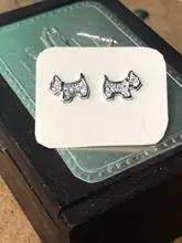 WYEAIIR-pendientes de plata de ley 925 con forma de perro, pendientes con cierre de tuerca, con diseño de perro cachorro, de circón delicado
