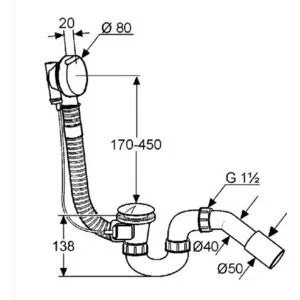 

Drain-overflow for Bath kludi for baths (2130005n00)