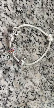 CHIELOYS-Pulseras con abalorios de estilo de dibujos animados para mujer, cuentas de cristal rosas chapadas en plata, cadena de serpiente, pulsera de marca, regalo de joyería para niños