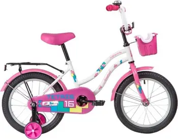 

Bicycle 16 "Tetris, white, foot brake, wings color, black trunk, front basket novatrack supplier. WT20