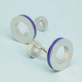 

Cufflinks jewelry circle with blue edging (53066)
