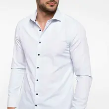 Дефакто Мужская официальная белая рубашка Повседневный тканый Топ с длинным рукавом рубашка офисная Деловая одежда Топ рубашка Новинка-I1148AZ18SP