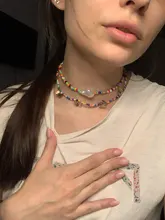 Collar de satélite multicapa con cuentas de arcoíris para mujer, joyería Bohemia hecha a mano, con personalidad