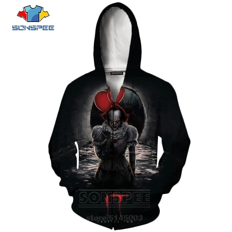 21 It Chapter две молнии толстовки новые для мужчин женщин Pennywise клоун Толстовка 3D принт фильм ужасов унисекс с длинным рукавом Топ пальто C063-1 - Цвет: 21