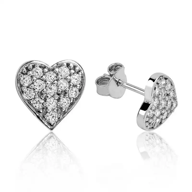 

Merve Silver Silver White Heart Studded Earrings