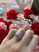 Modyle nuevo anillo de Color plata conjunto exquisito Bijoux moda cuadrado boda anillo de compromiso hecho con joyería de circonia cúbica