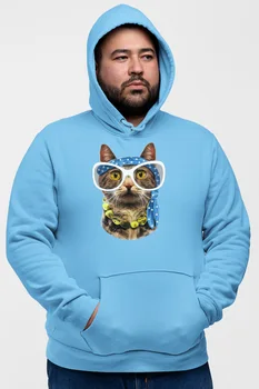 

Angemiel Wear Kokoş Cat Blue Men 'S Hooded Sweatshirt