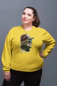 

Angemiel Wear Streetstyle Bespectacled Cat Yellow Women Sweatshirts