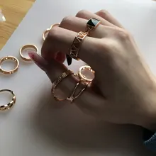 Tocona-Anillos de oro con piedras de cristal cuadradas brillantes para Mujer y hombre, Charms de estrellas geométricas, joyería para Mujer, venta al por mayor 9071