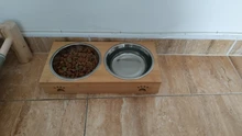 Drinking-Bowls-Combination Puppy TECHOME Bamboo-Frame Stainless-Steel/ceramic-Feeding