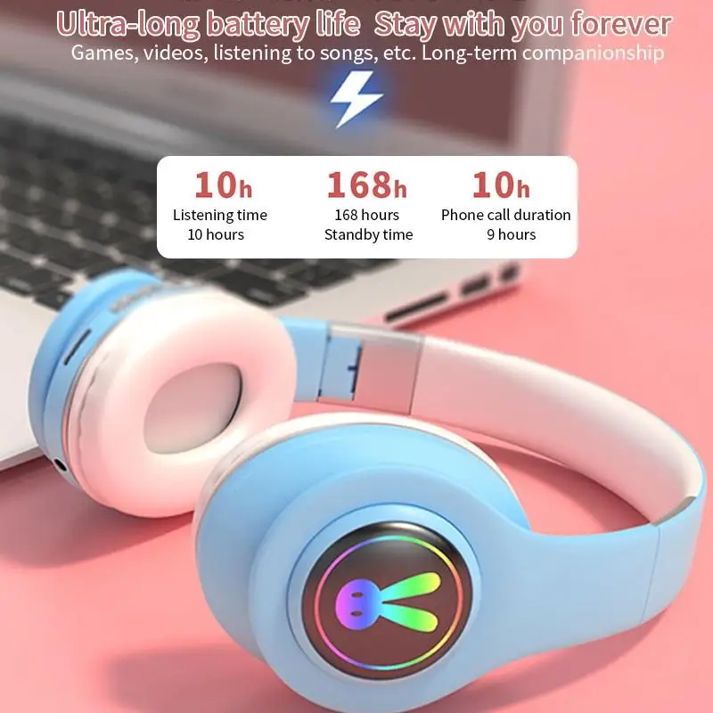Симпатичные женские беспроводные Bluetooth наушники Hifi стерео музыкальные с