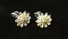 Pendientes de plata de ley 925 de moda pendientes con forma de Margarita pendientes para mujeres chica hipoalergénico de plata-joyería de Brincos VES6005