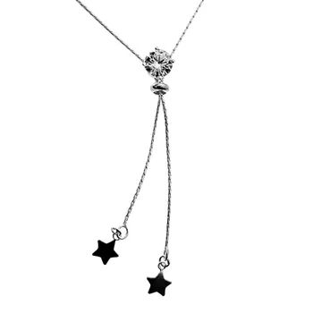 

Choker 925 Sterling silver m type tie cubic zirconia star smooth closure adaptive