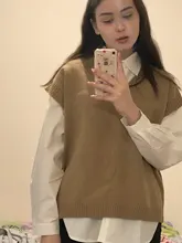 FSDA-suéter tejido tipo Chaleco con escote en V para mujer, Jersey informal de color caqui sin mangas, Jersey gris para otoño e invierno, 2020