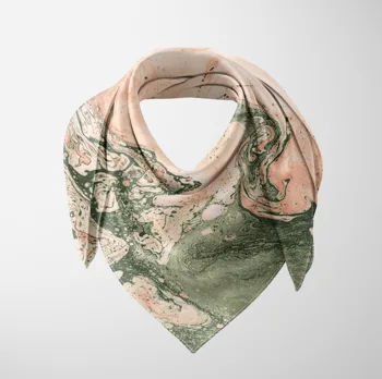 

Else Green Soft Pink Watercolor Abstract Watercolor Print Square Rayon Fabric Neck Head Floral Pattern Scarf Scarves Women Hijab
