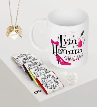 

Personalized The Lady Of The House Cup Chocolate Angel Wing Necklace Seti-2