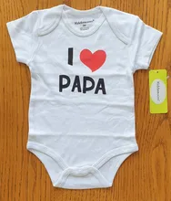 2 unids/lote recién nacido Bebé Ropa de manga corta Niña niño ropa I Love Mama Papa diseño 100% algodón mamelucos de bebe disfraces blanco ropa niña ropa de niña