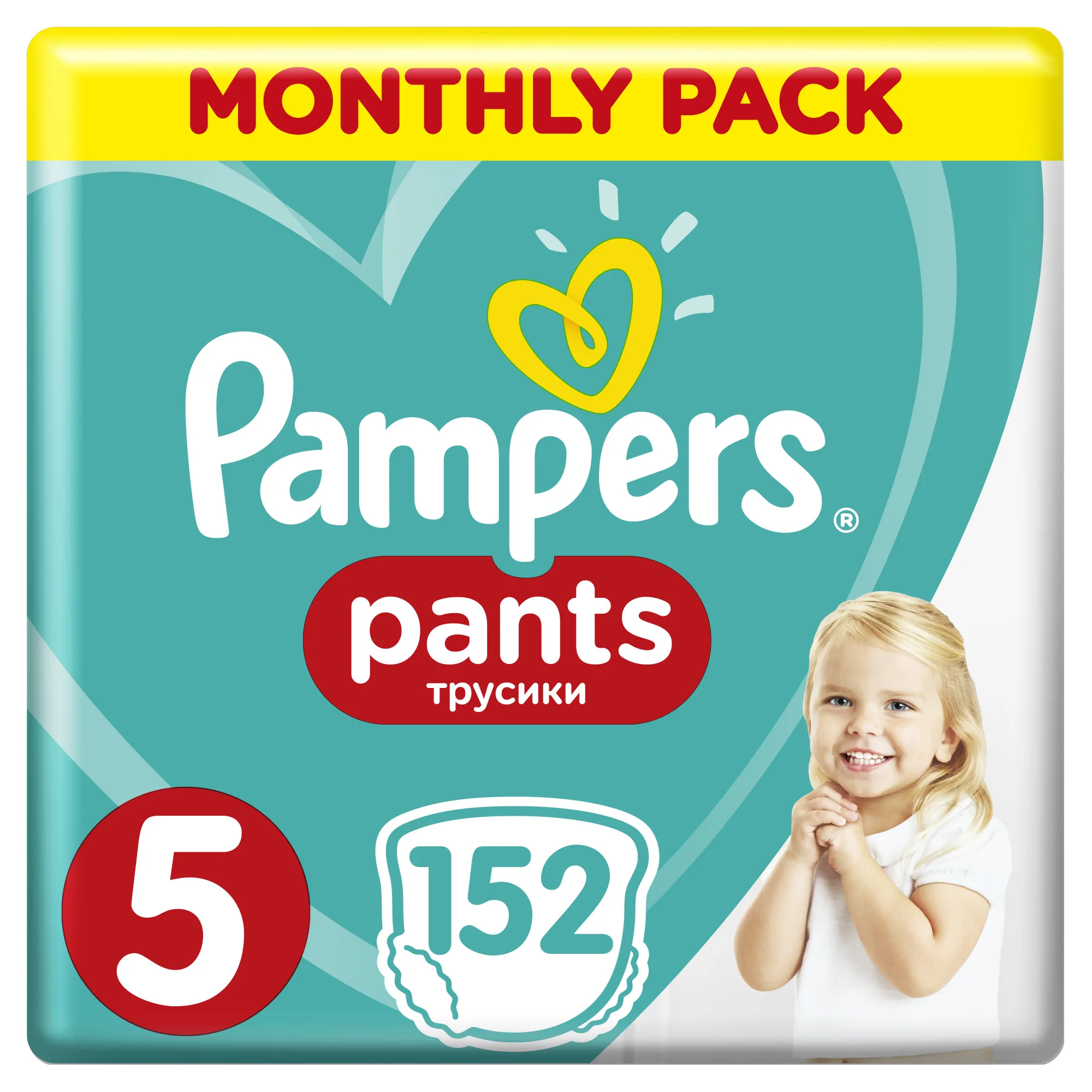 Подгузники-трусики Pampers Pants 12-17 кг, размер 5, 152шт