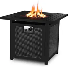 30'' Propane Gas Fire Pit 50,000 BTU Auto-Ignition Fire Bowl with Waterproof Firepit Table Cover & Lava Rock Ourdoor Fireplace