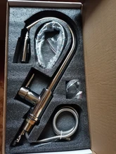 Onyzpily-grifo mezclador de níquel cepillado, un solo orificio extraíble de caño, mezclador de fregadero de cocina, cabezal rociador de corriente cromado/cocina negra