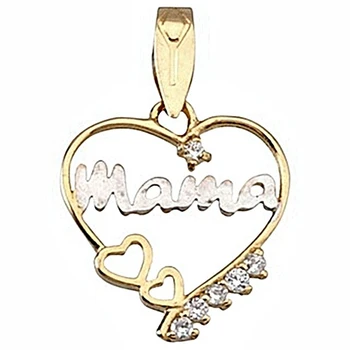 

18k gold pendant mother two-color heart cubic zirconia hearts [6411]