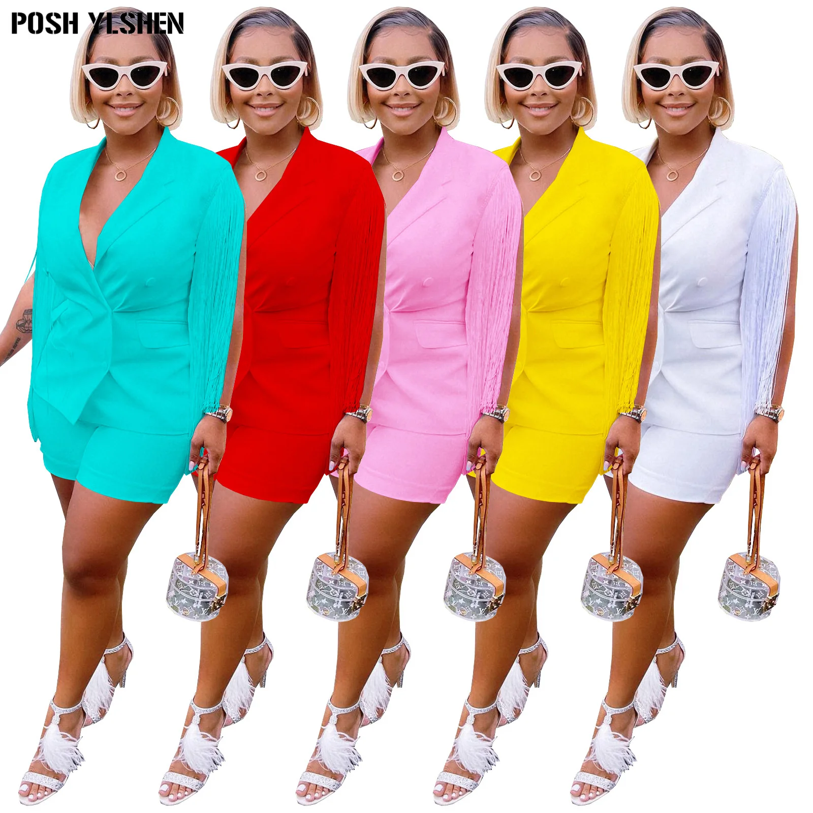 

Tassel Two Piece Set Women Tracksuit Summer Clothes African Dresses for Women 2022 Sexy Sleeveless Tops Shorts Pants Suit Outfit