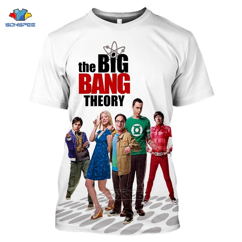 

SONSPEE Brand The Big Bang Theory T-shirts Off White 3D Print Summer Fashion Streetwear Women Tshirt Men Aesthetic Harajuku Top