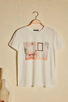 

Trendyol Printed Oversize Knitted T-Shirt TWOSS20TS1348